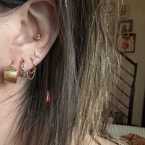 14kt Textured Hoop Earrings